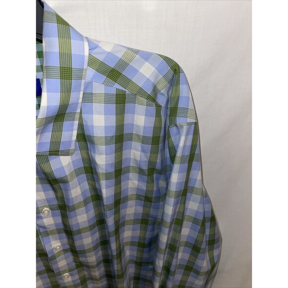 Egara Men’s Dress Shirt Size 2XL Blue Green Plaid Business Formal City Wedding - Picture 4 of 12